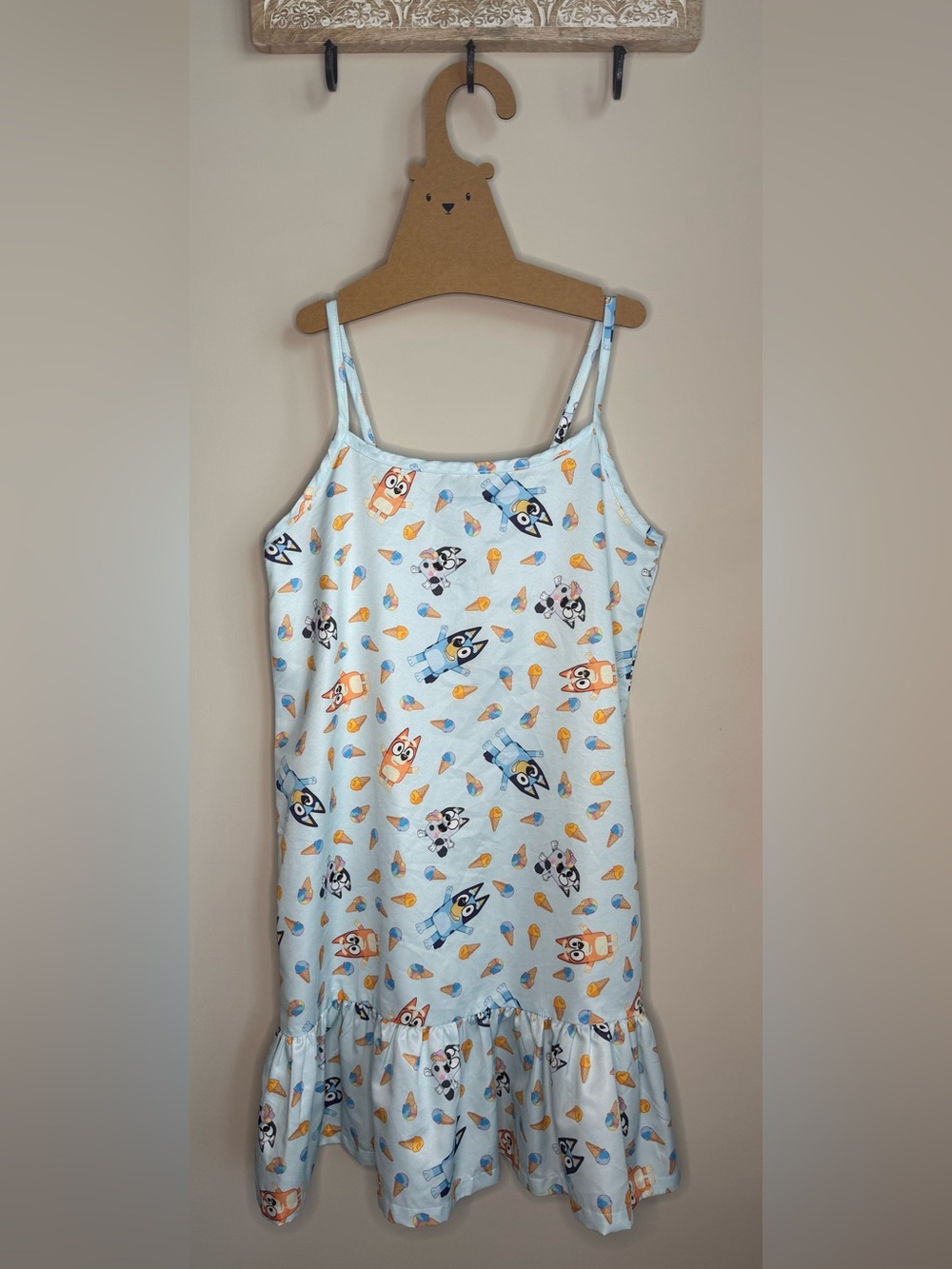 Bluey Sleeveless Ice Cream Ruffle Hem Dress sz 10-12